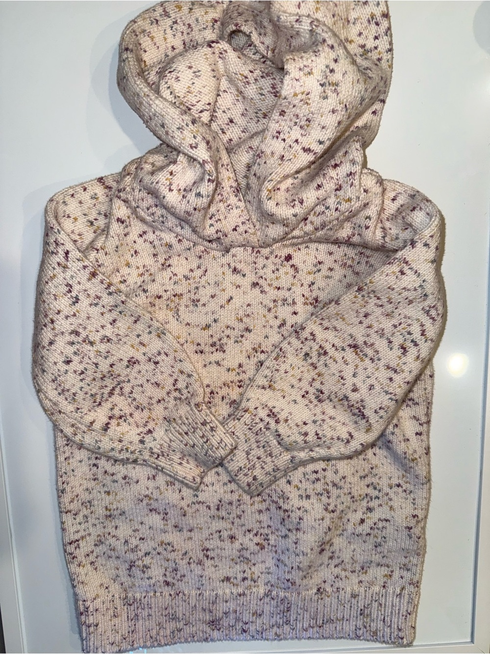 Kids Cream Speckled Knit Hoodie Sweater